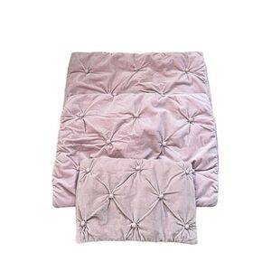 Set of 3 Restoration Hardware‎ Teen Blush Pink Cotton Velvet Tufted Shams